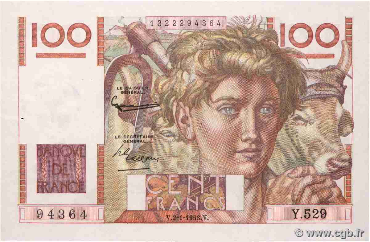 100 Francs JEUNE PAYSAN FRANCE 1953 F.28.35 AU