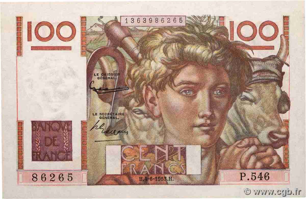 100 Francs JEUNE PAYSAN FRANCE 1953 F.28.37 pr.NEUF