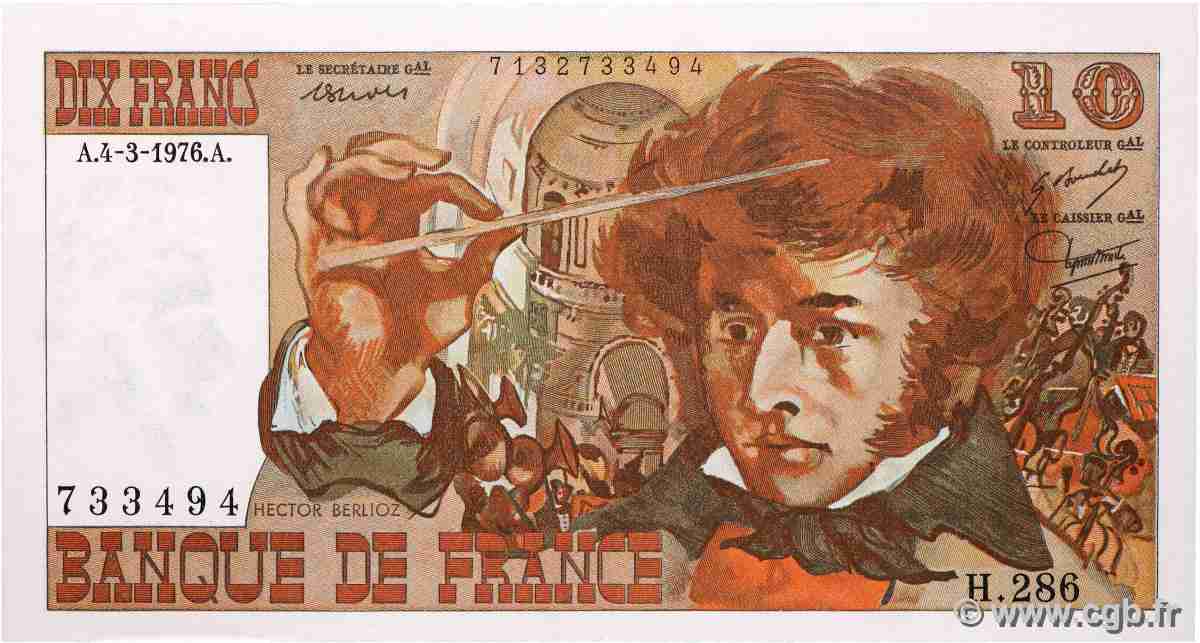10 Francs BERLIOZ FRANCE 1976 F.63.18 UNC-