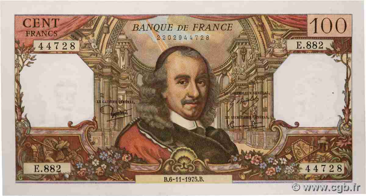 100 Francs CORNEILLE FRANCE 1975 F.65.50 pr.SPL