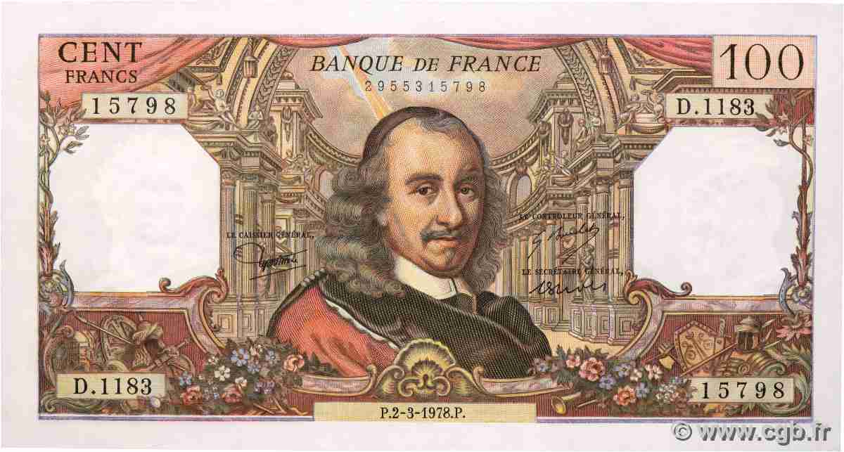 100 Francs CORNEILLE FRANCE 1978 F.65.62 pr.NEUF