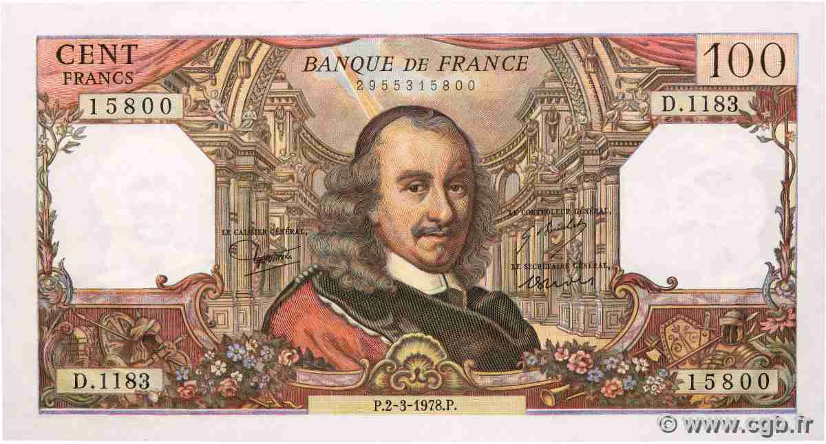 100 Francs CORNEILLE FRANCE 1978 F.65.62 pr.NEUF