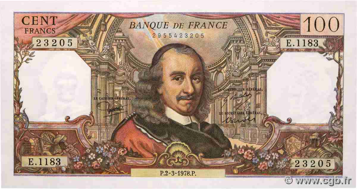 100 Francs CORNEILLE FRANCE 1978 F.65.62 pr.NEUF
