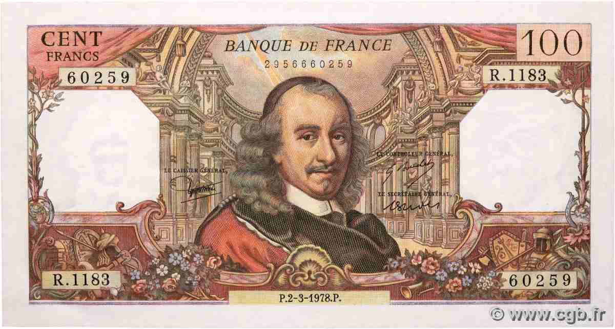 100 Francs CORNEILLE FRANCE 1978 F.65.62 SPL+