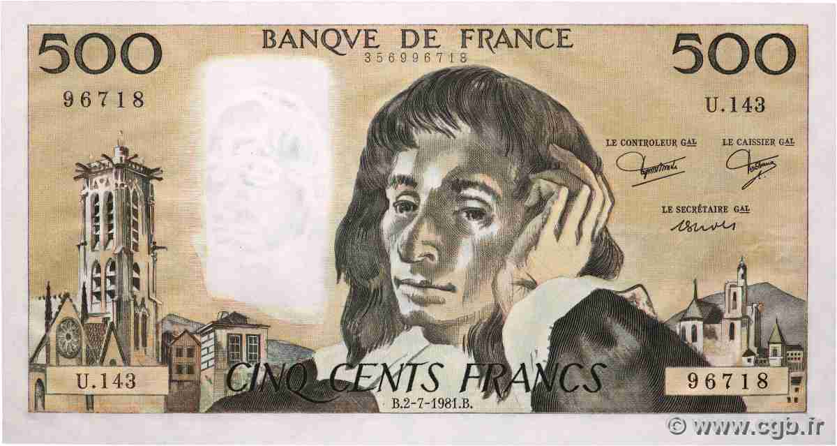 500 Francs PASCAL FRANCE 1981 F.71.25 SPL