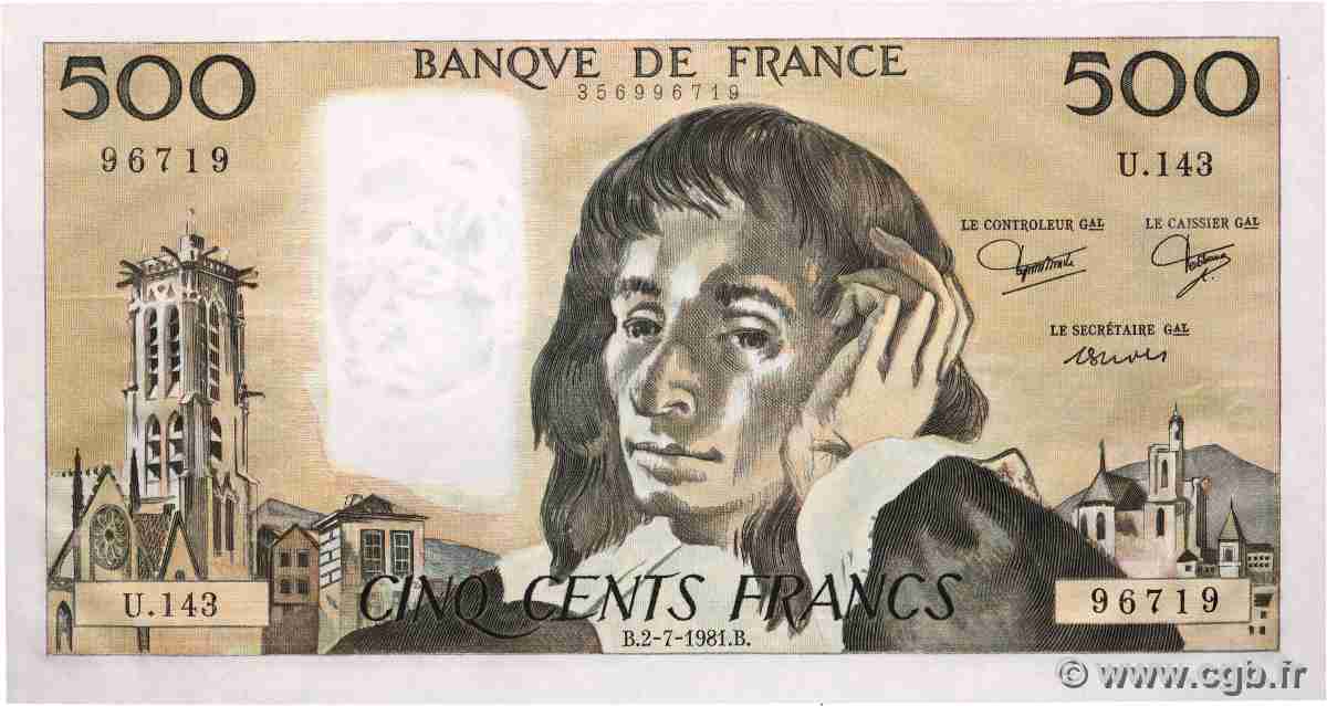 500 Francs PASCAL FRANCE 1981 F.71.25 SPL