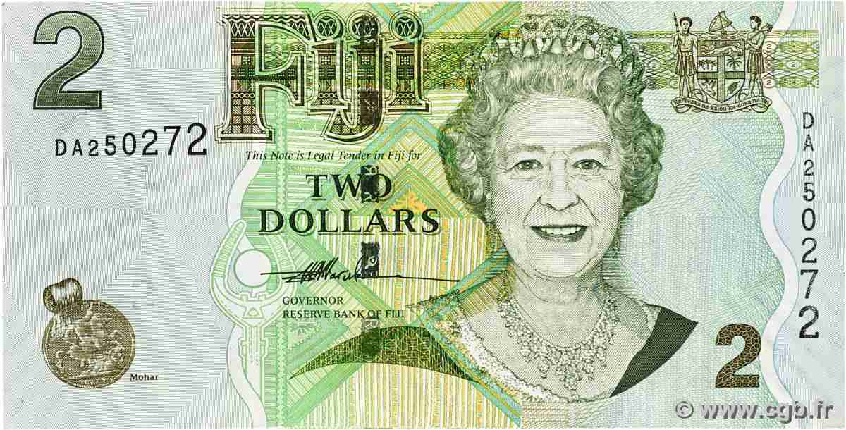 2 Dollars FIJI 2007 P.109a VF+