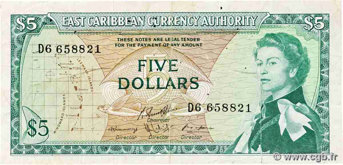 5 Dollars EAST CARIBBEAN STATES 1965 P.14h BC