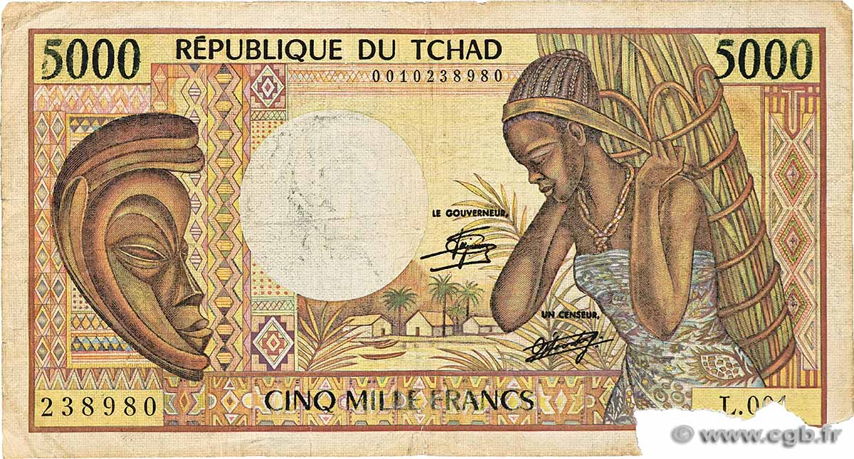 5000 Francs type 1984 TSCHAD 1984 A.288b SGE