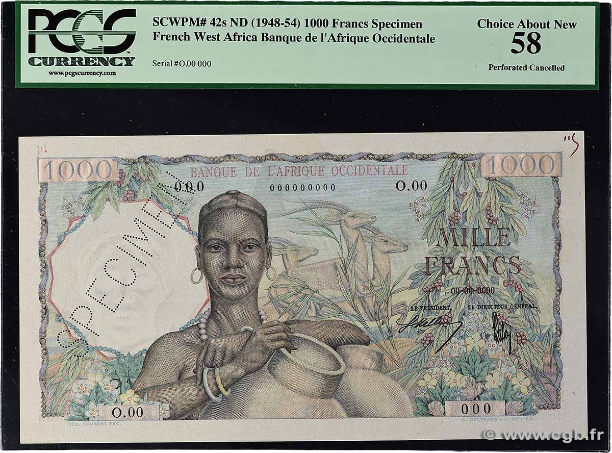 1000 Francs Spécimen FRENCH WEST AFRICA 1945 P.42s AU