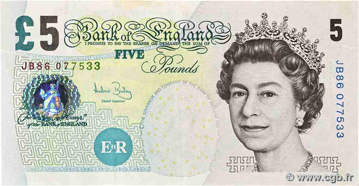 5 Pounds ENGLAND 2004 P.391c fVZ