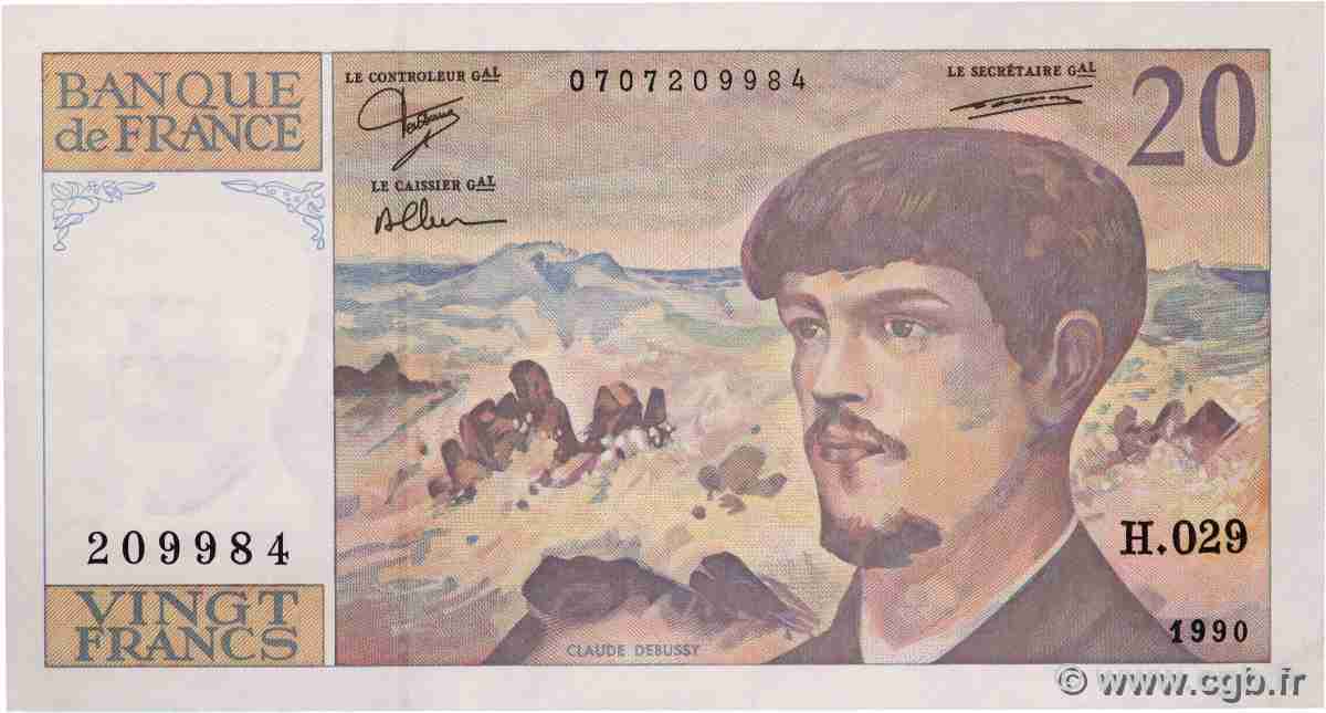 20 Francs DEBUSSY à fil de sécurité FRANCE 1990 F.66bis.01 TTB+