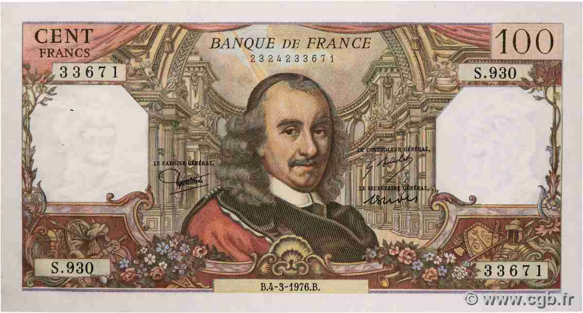 100 Francs CORNEILLE FRANCE 1976 F.65.52 SPL