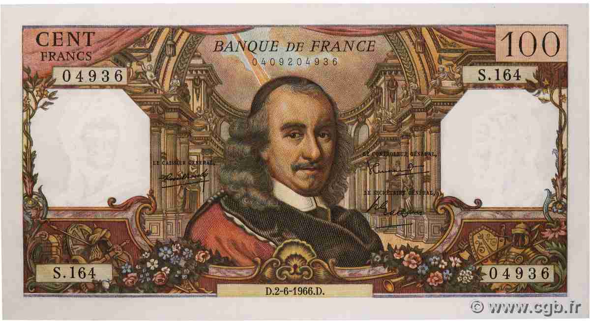 100 Francs CORNEILLE FRANCE 1966 F.65.13 SPL