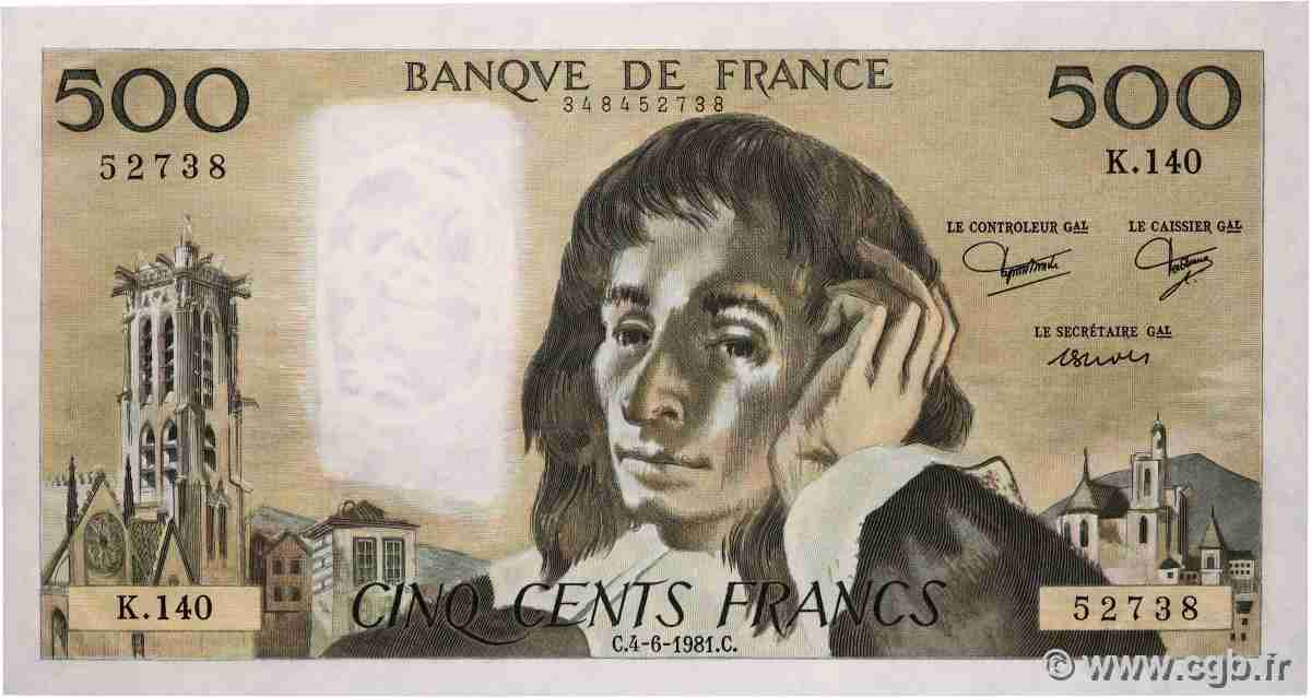 500 Francs PASCAL FRANCE 1981 F.71.24 SPL