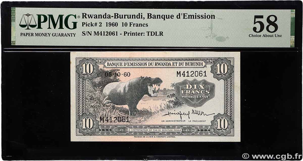 10 Francs RWANDA BURUNDI 1960 P.02 SPL