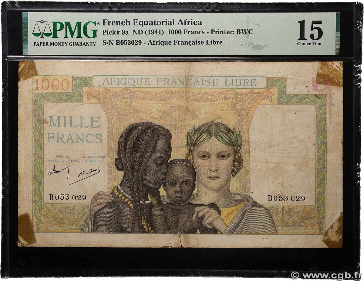 1000 Francs type 1941 AFRIQUE ÉQUATORIALE FRANÇAISE 1943 A.117b F