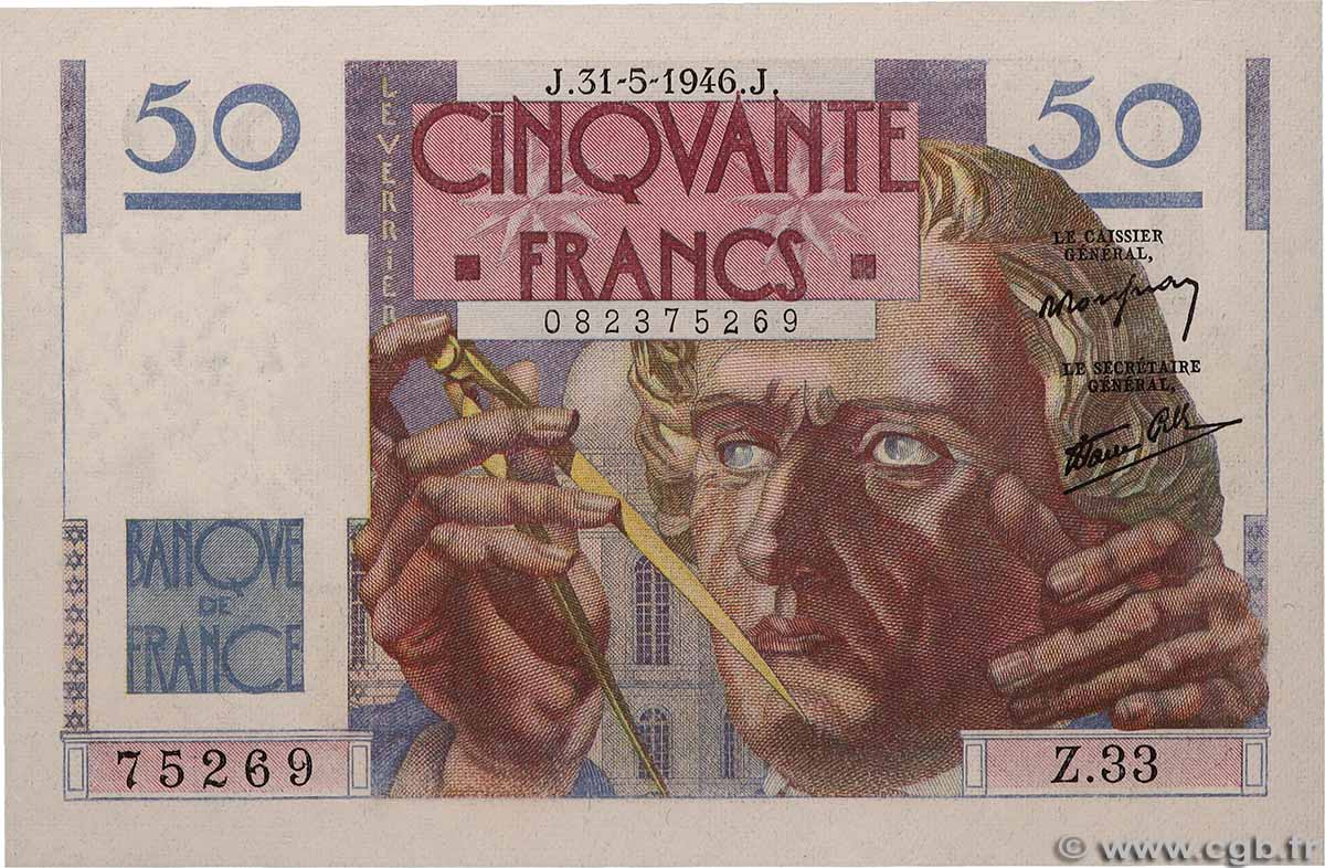 50 Francs LE VERRIER FRANCE 1946 F.20.05 NEUF