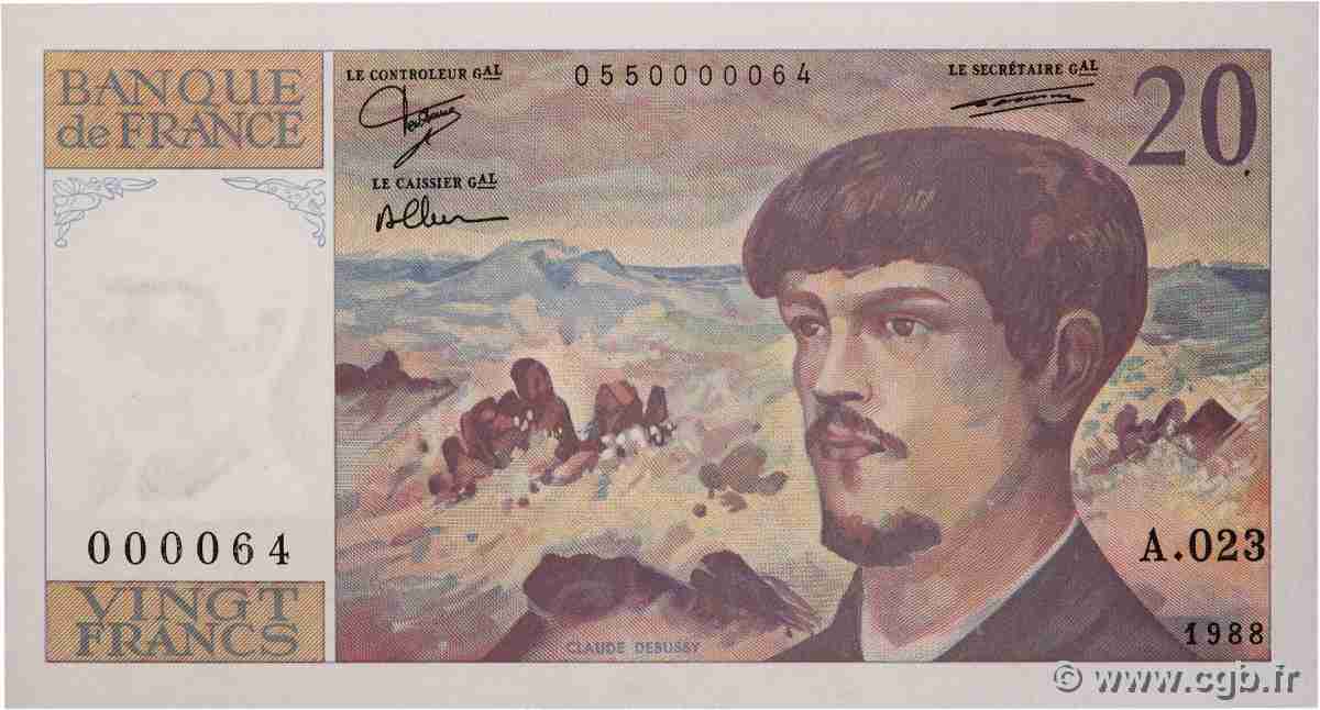 20 Francs DEBUSSY Petit numéro FRANCE 1988 F.66.09A23 NEUF