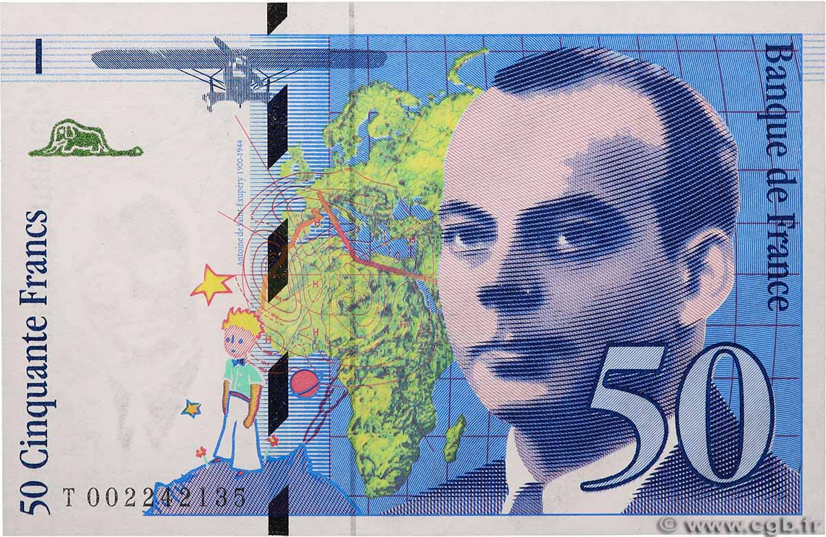 50 Francs SAINT-EXUPÉRY Mouton décalé Fauté FRANCE 1992 F.72F2.01 NEUF