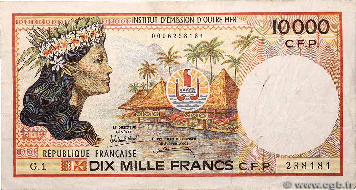 10000 Francs POLYNÉSIE, TERRITOIRES D OUTRE MER 1986 P.04a TB+