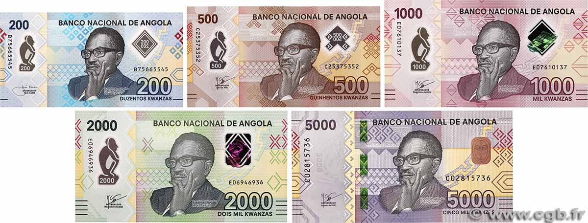 200 au 5000 Kwanzas Lot ANGOLA 2020 P.160 au P.164 UNC