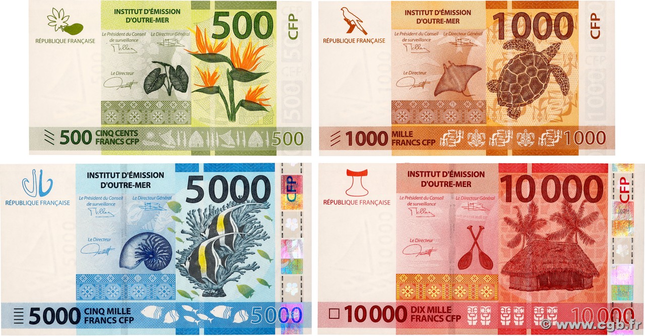 500 au 10000 Francs Lot FRENCH PACIFIC TERRITORIES 2014 P.05 au P.08 fST+