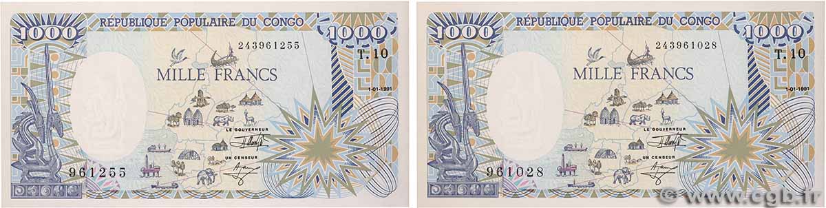 1000 Francs type 1985 modifié Lot CONGO 1991 A.218e SC+