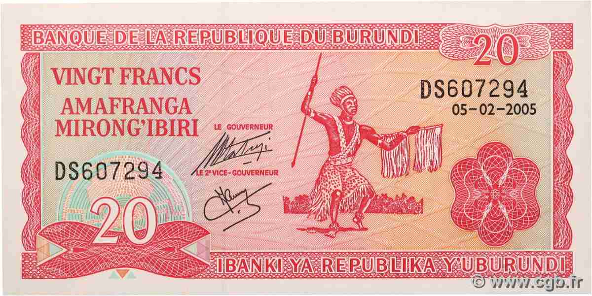 20 Francs BURUNDI 2005 P.27d pr.NEUF