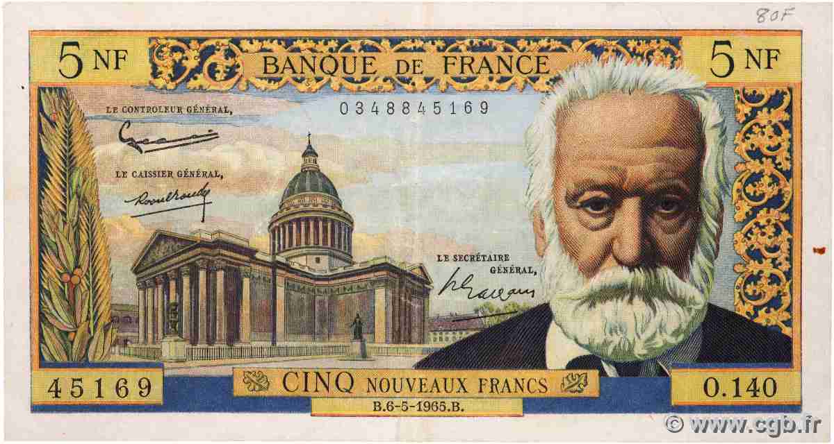5 Nouveaux Francs VICTOR HUGO FRANCE 1965 F.56.18 TTB