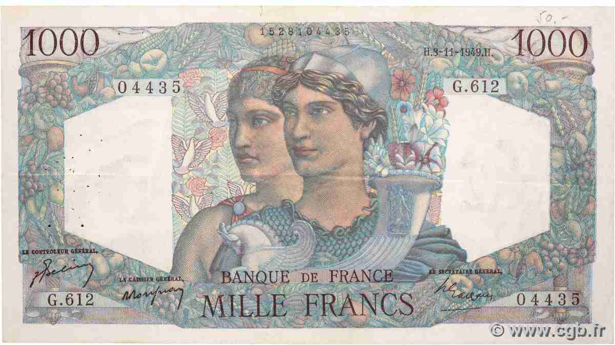 1000 Francs MINERVE ET HERCULE FRANCE 1949 F.41.29 TTB