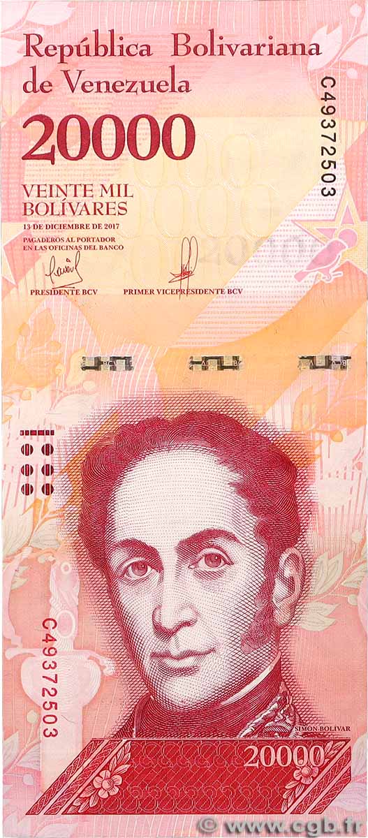 20000 Bolivares VENEZUELA 2017 P.099c NEUF