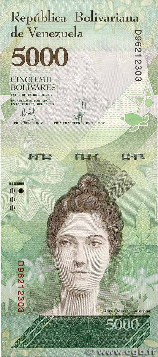 5000 Bolivares VENEZUELA 2017 P.097c NEUF