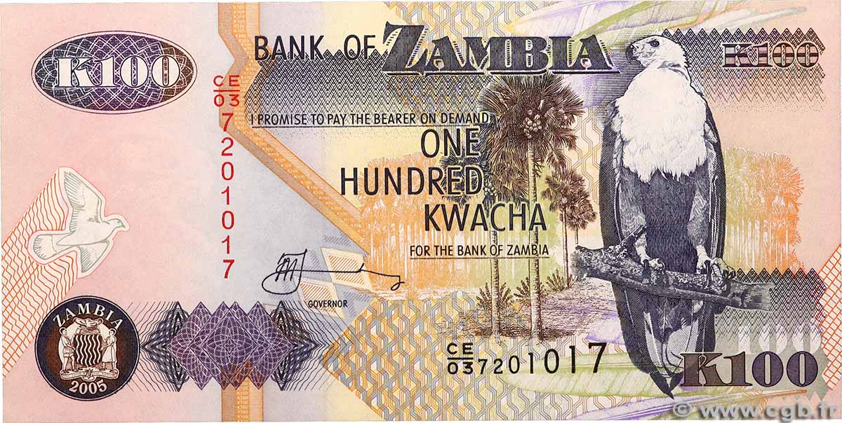 100 Kwacha ZAMBIE 2005 P.38e NEUF