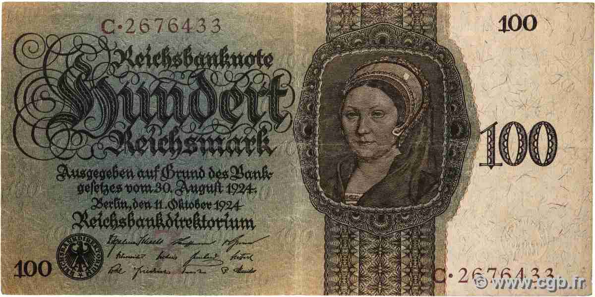 100 Reichsmark GERMANY 1924 P.178 F
