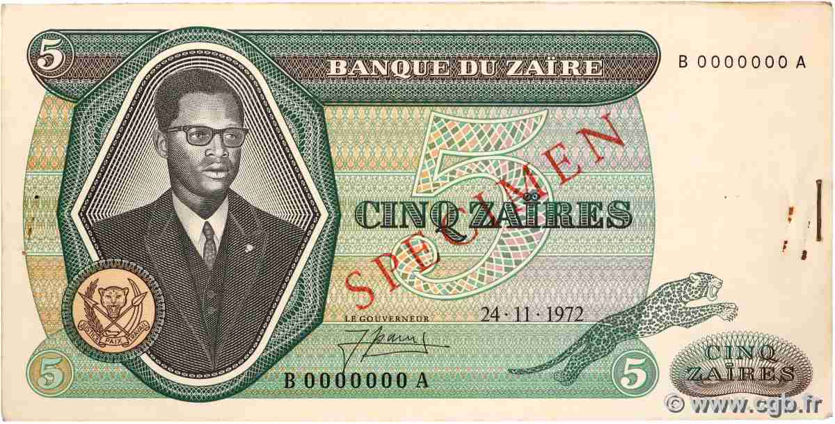 5 Zaïres Épreuve ZAÏRE 1972 P.20ps MBC