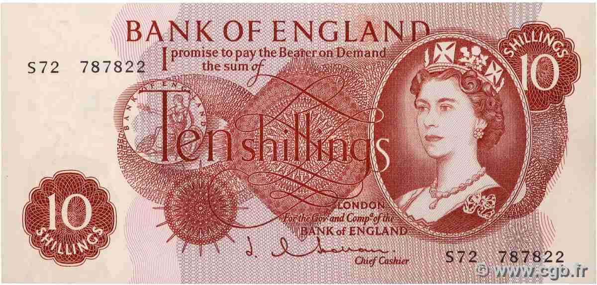 10 Shillings ENGLAND 1962 P.373b UNC-