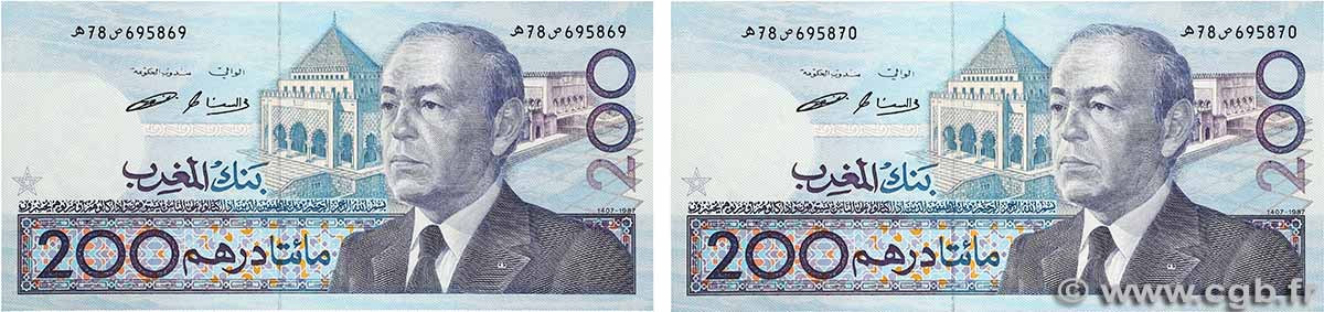 200 Dirhams Consécutifs MAROC 1987 P.66c pr.NEUF