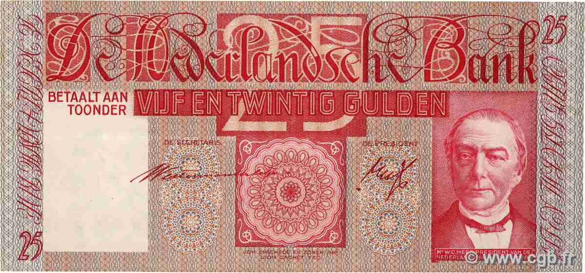 25 Gulden NIEDERLANDE 1941 P.050 SS
