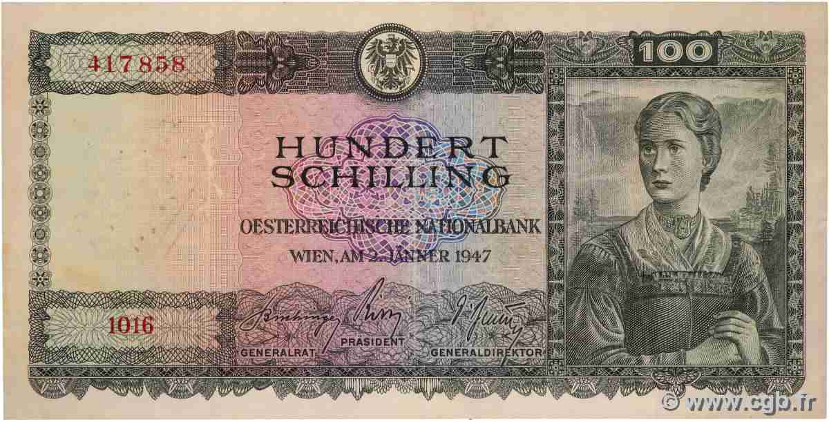 100 Schilling AUTRICHE 1947 P.124 TTB