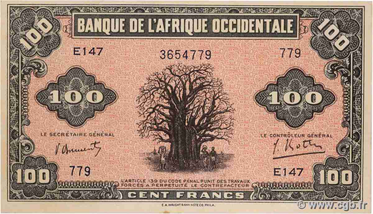 100 Francs FRENCH WEST AFRICA 1942 P.31a fST+