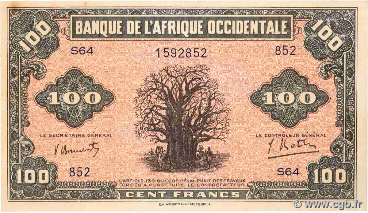 100 Francs AFRIQUE OCCIDENTALE FRANÇAISE (1895-1958) 1942 P.31a pr.NEUF
