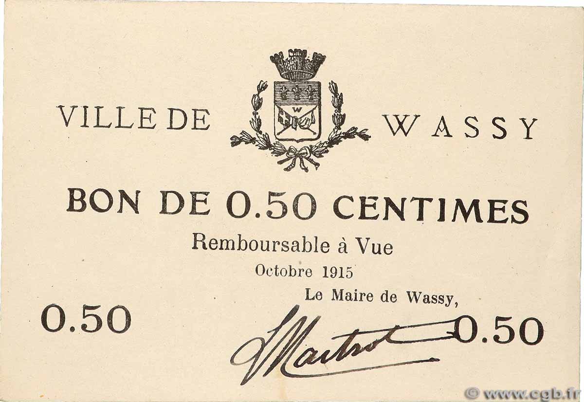50 Centimes FRANCE regionalismo e varie Wassy 1915 JP.52-31 AU