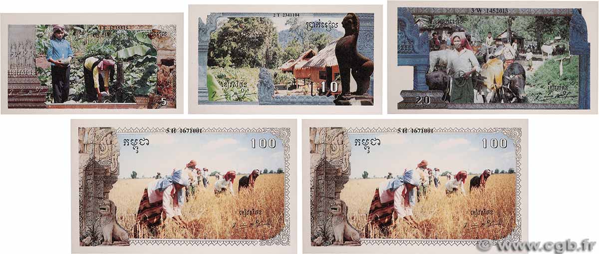 5 au 100 Riels Faux CAMBODGE 1993 P.R1x au P.R5x NEUF