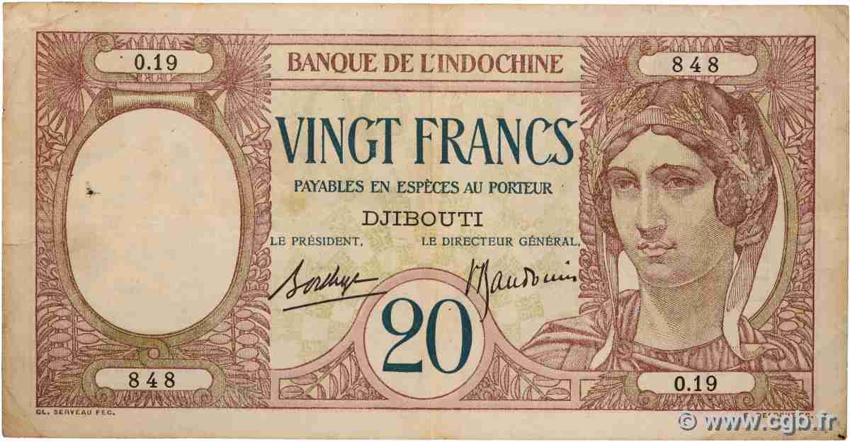 20 Francs DSCHIBUTI 1936 P.07b fSS
