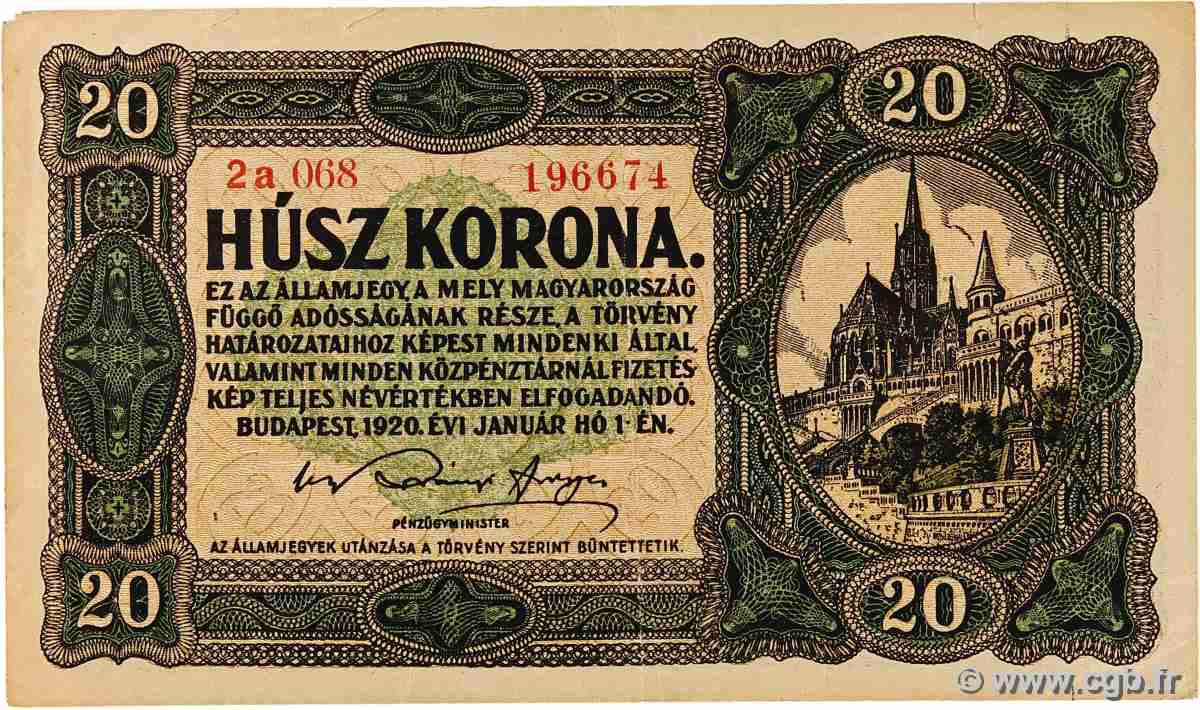 20 Korona HONGRIE 1920 P.061 TTB+