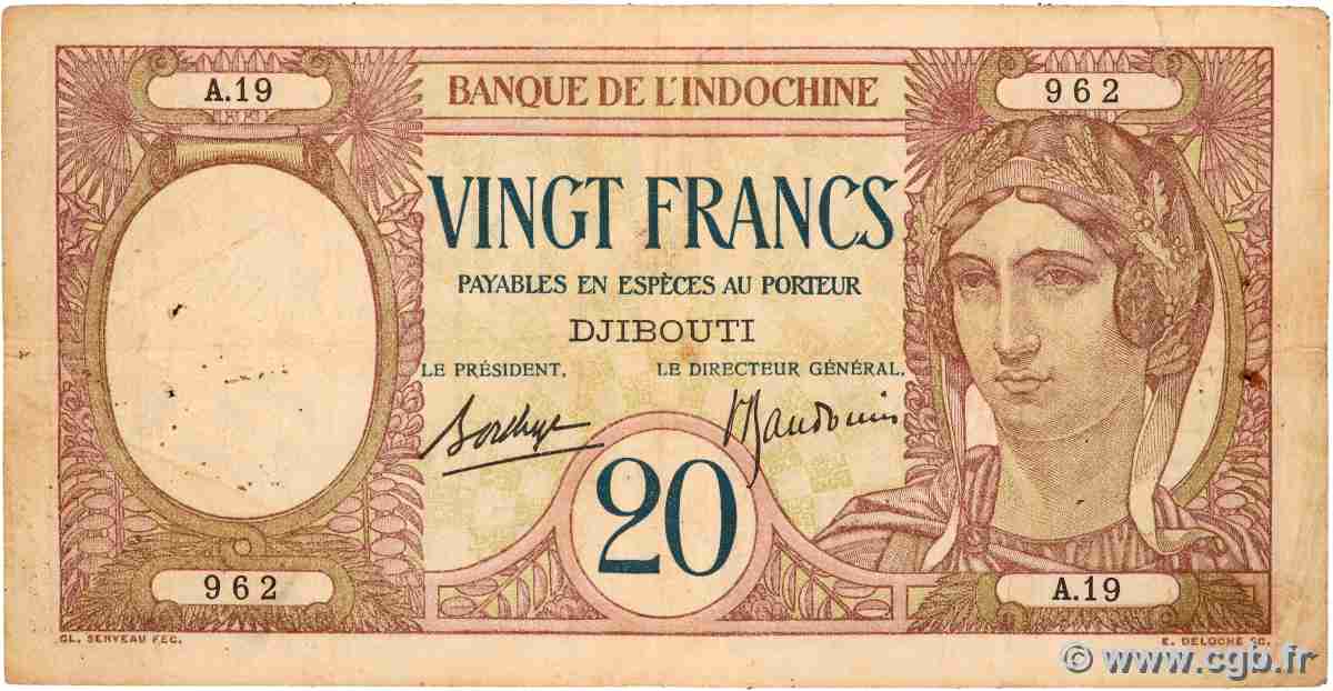 20 Francs DSCHIBUTI 1936 P.07b S