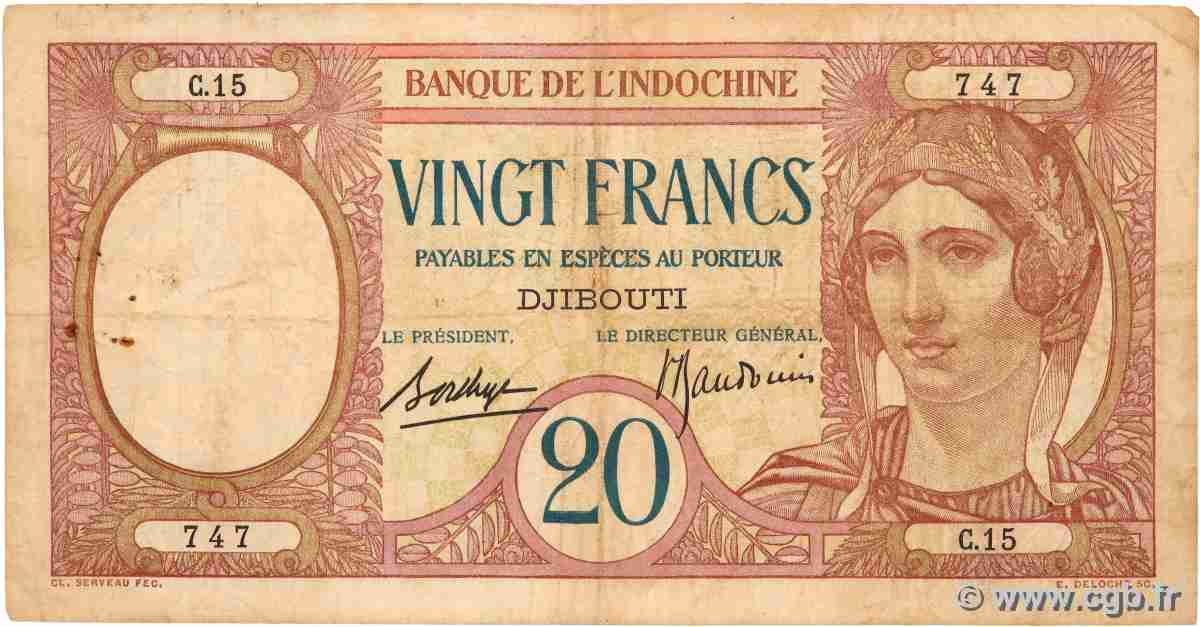 20 Francs DJIBOUTI 1936 P.07b TB
