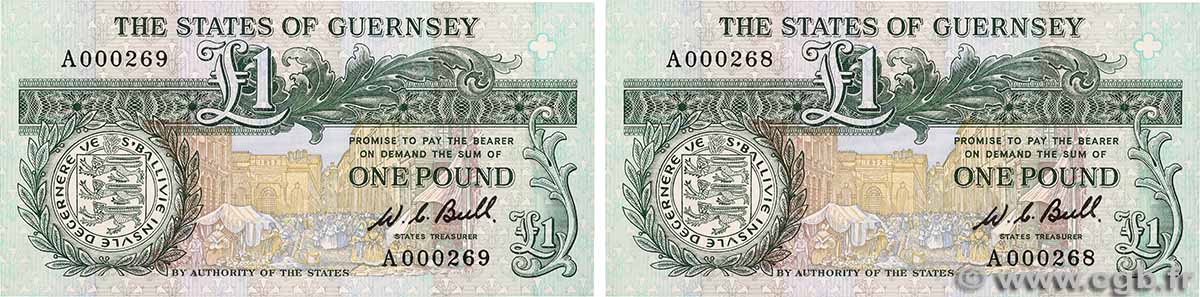 1 Pound Petit numéro GUERNSEY 1980 P.48a UNC-