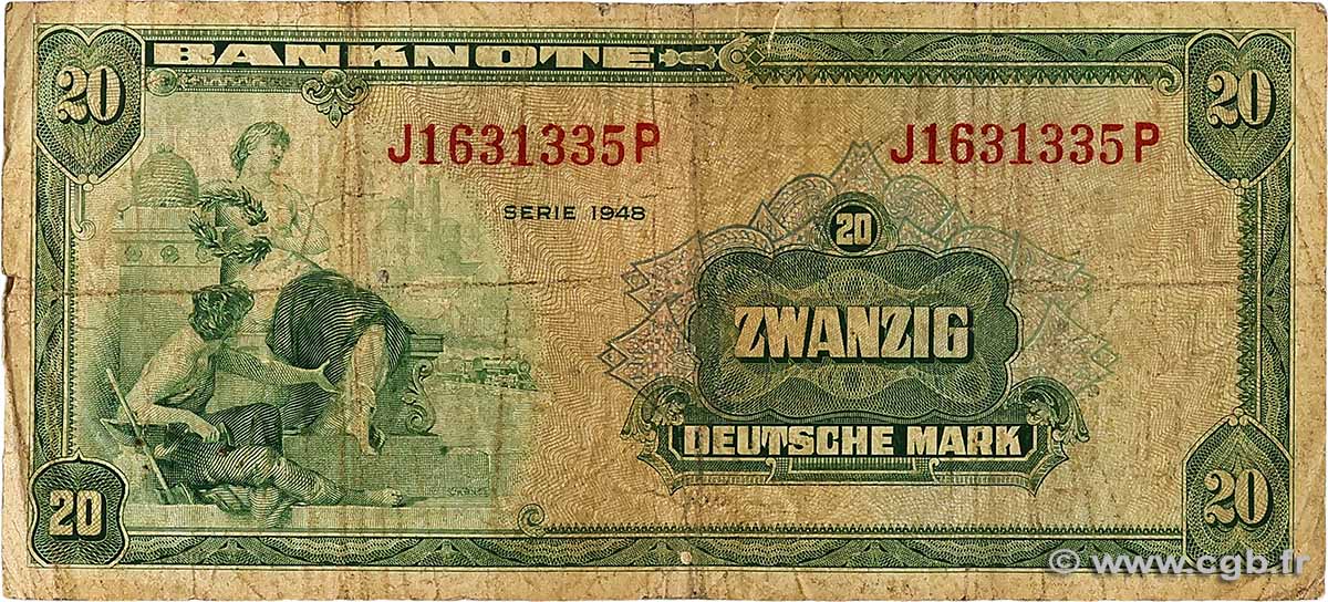 20 Deutsche Mark ALLEMAGNE FÉDÉRALE 1948 P.06a B
